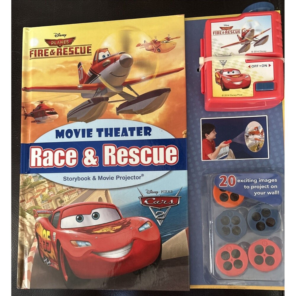 Disney Pixar Planes Race Rescue Storybook Movie Projector Cars 2 w/5 Discs 2014